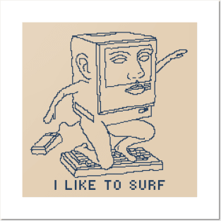 I Like To Surf - Cool 1bit Pixelart Posters and Art